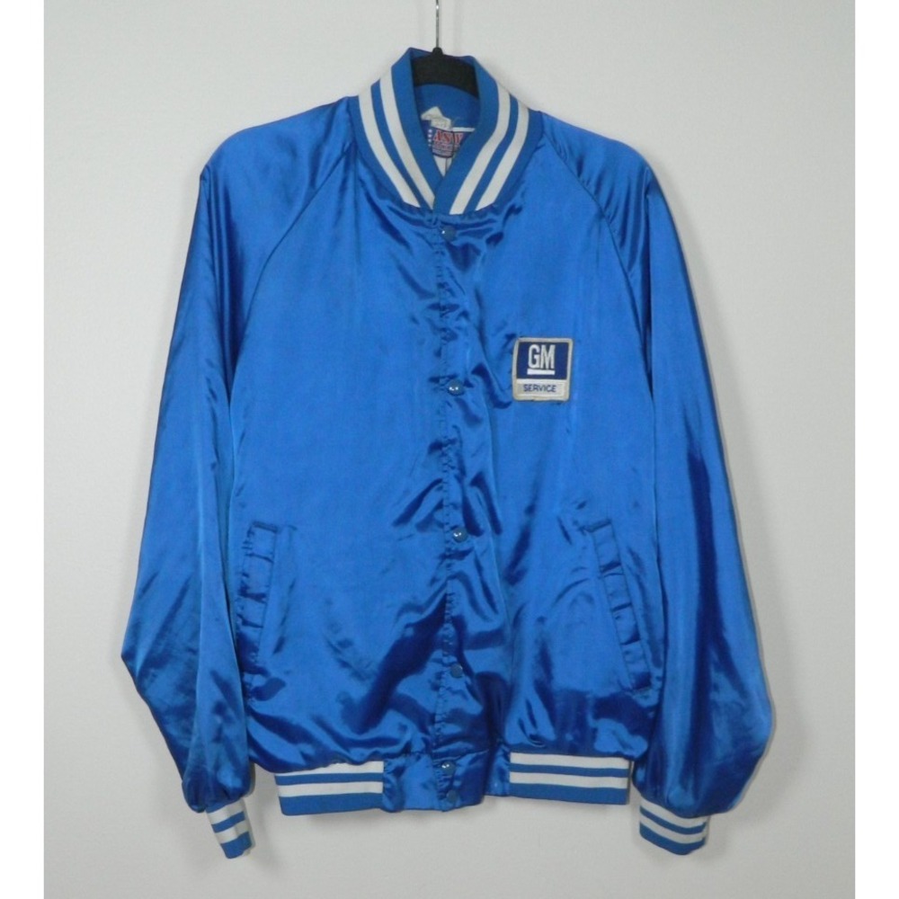 General Motors GM‎ Jacket Size XL Blue Satin Vintage USA Automative